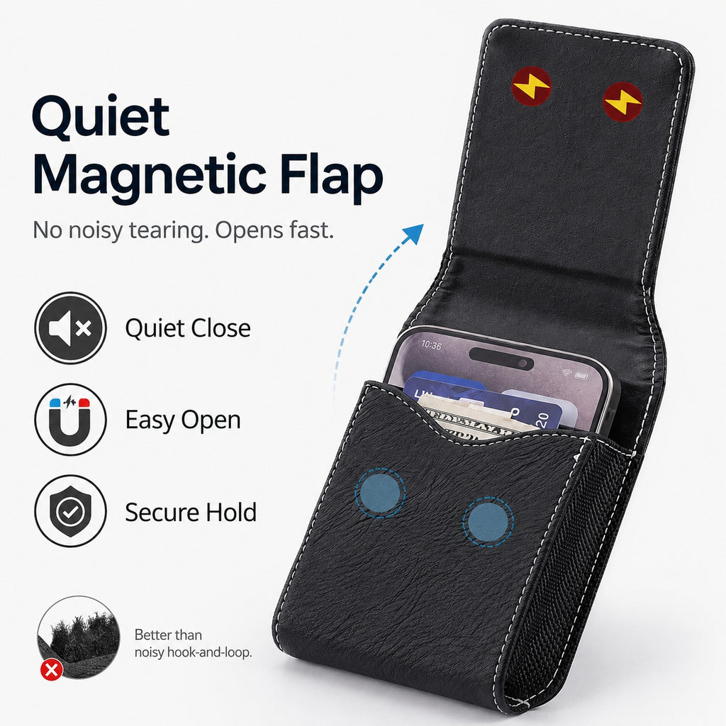 ⚡Waist Belt Cell Phone Pouch 📱 Multi-Pocket Leather Holster with Card Holder