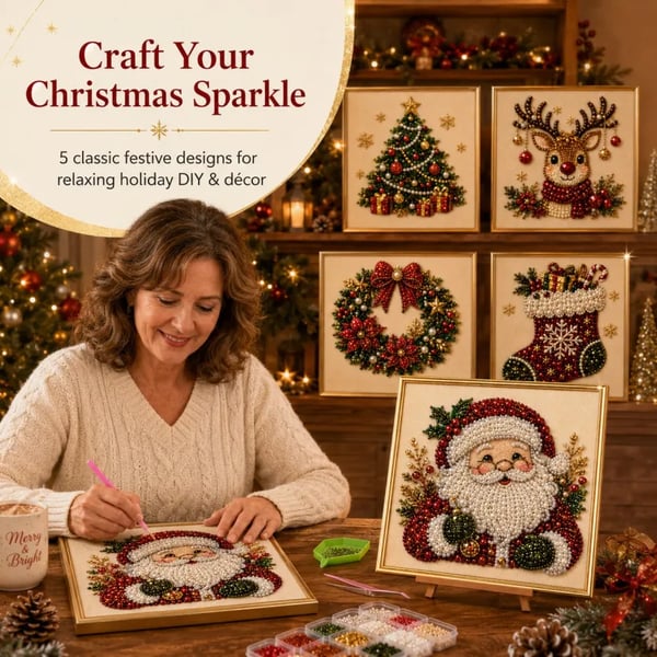 🧘Relaxing & Beginner-Friendly - 🎨💎DIY Christmas Pearl Diamond Painting Art Kit