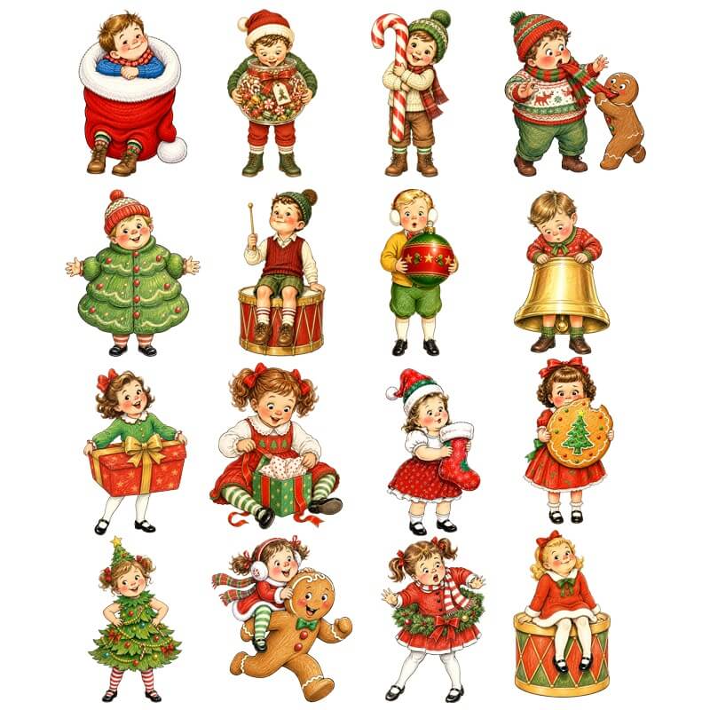 🎅🤶🧑‍🎄Vintage Christmas Character Cardstock