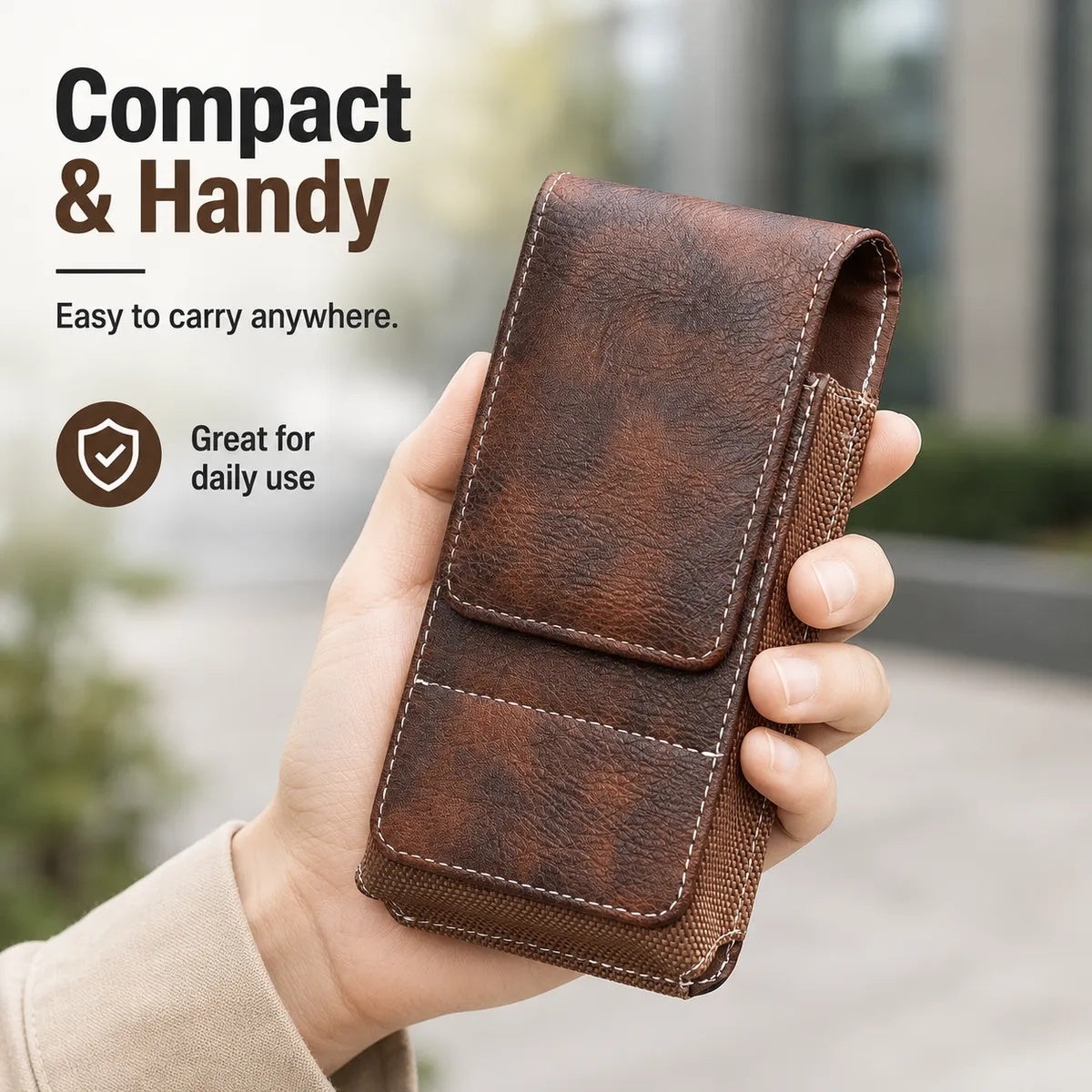 ⚡Waist Belt Cell Phone Pouch 📱 Multi-Pocket Leather Holster with Card Holder