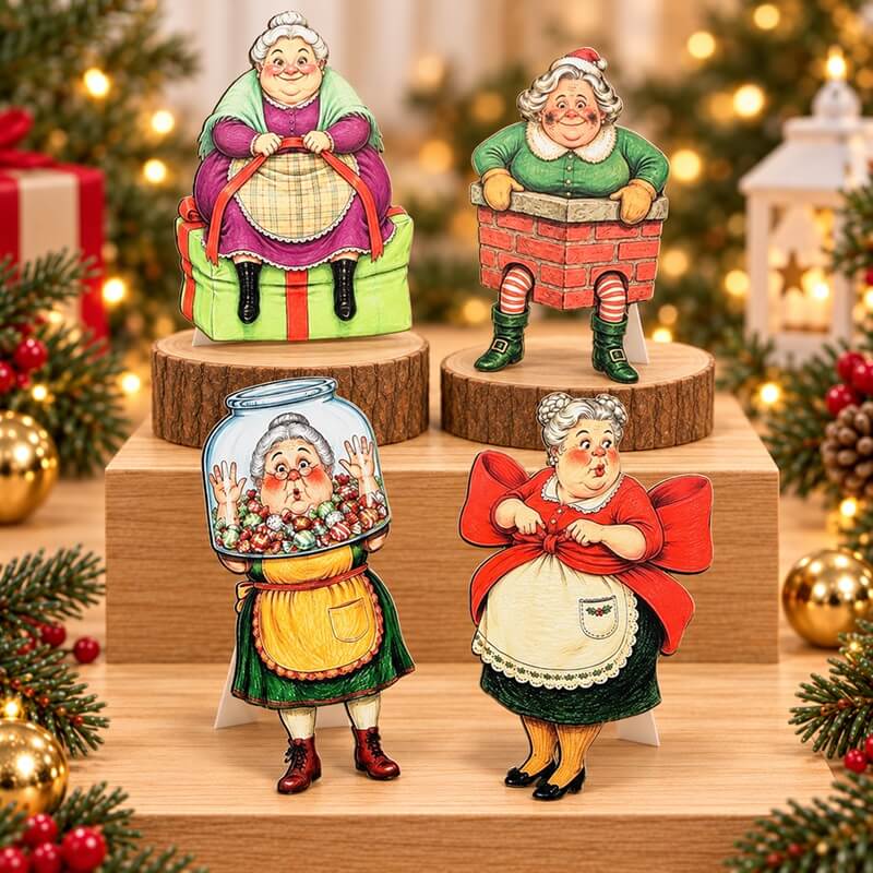 🎅🤶🧑‍🎄Vintage Christmas Character Cardstock