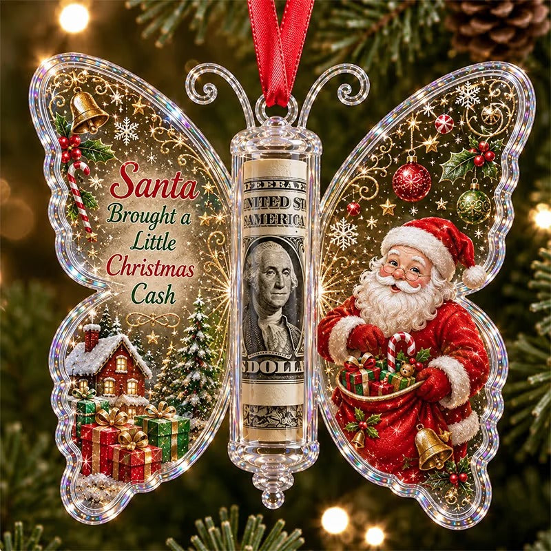🦋💵 3D Embossed Butterfly Christmas Cash Gift Ornament – Holiday Money Holder Keepsake ✨