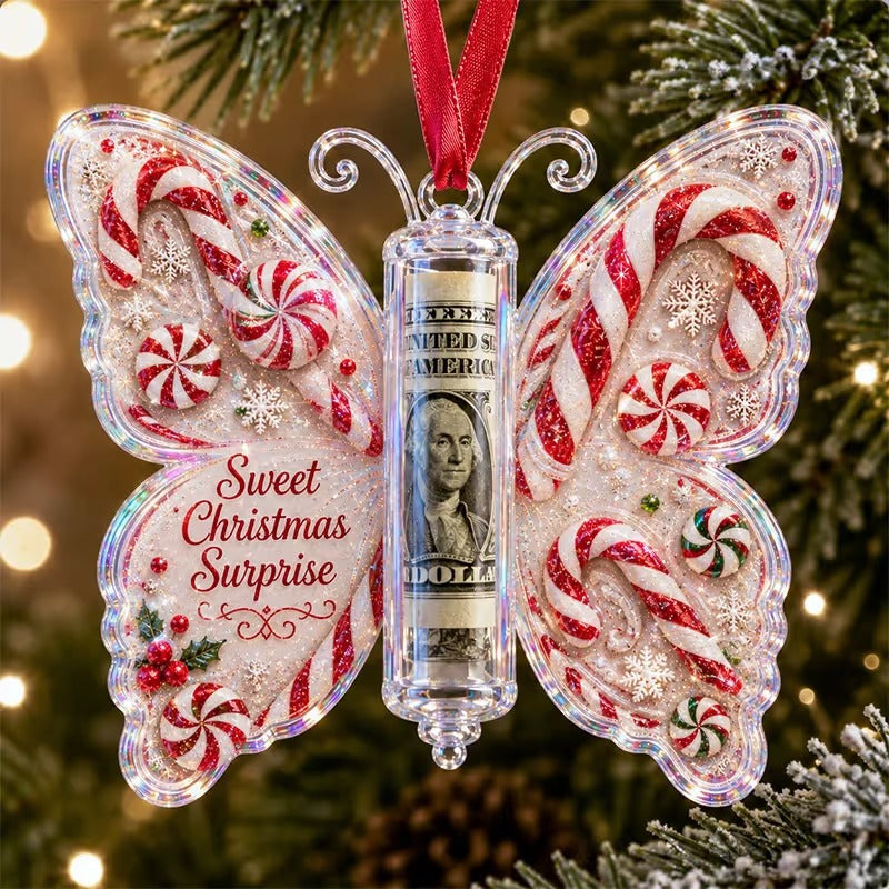 🦋💵 3D Embossed Butterfly Christmas Cash Gift Ornament – Holiday Money Holder Keepsake ✨