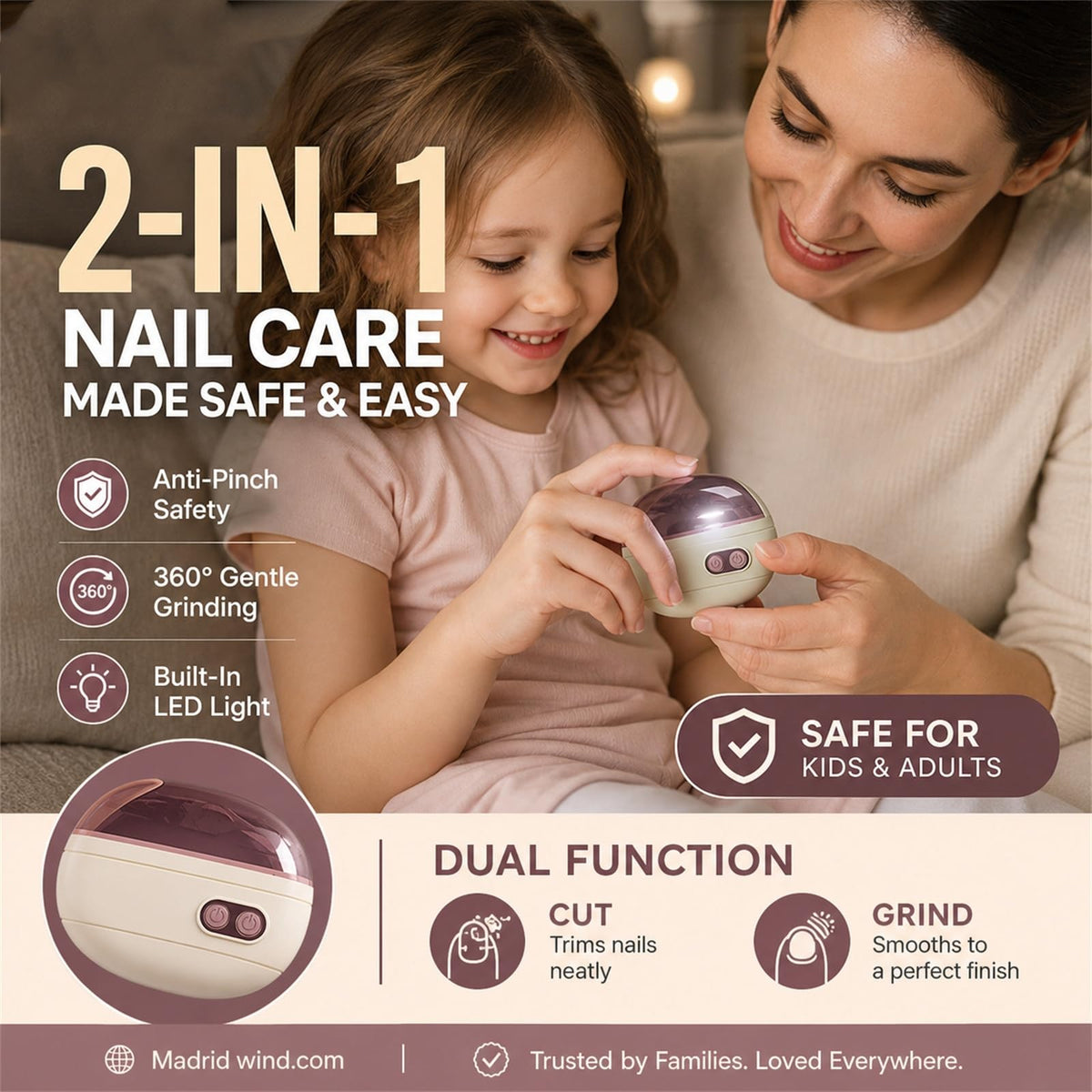 ✨2-in-1 Smart Electric Nail Clipper and Polisher