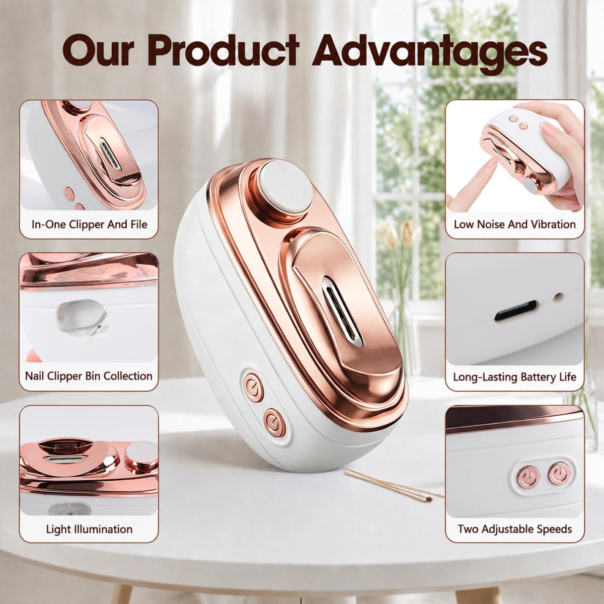✨2-in-1 Smart Electric Nail Clipper and Polisher