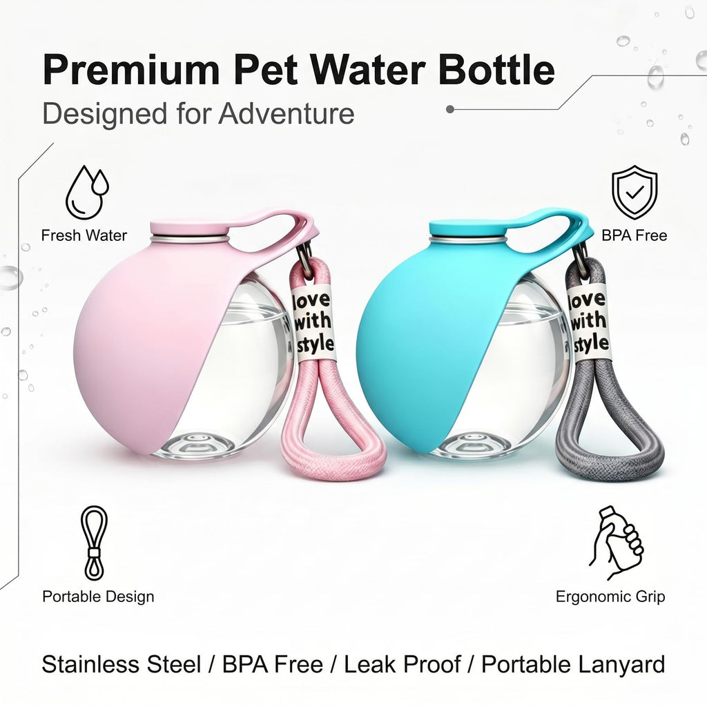 2-in-1 Pet Water Bottle with Foldable Silicone Bowl – Leak-Proof