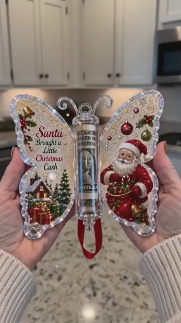 🦋💵 3D Embossed Butterfly Christmas Cash Gift Ornament – Holiday Money Holder Keepsake ✨