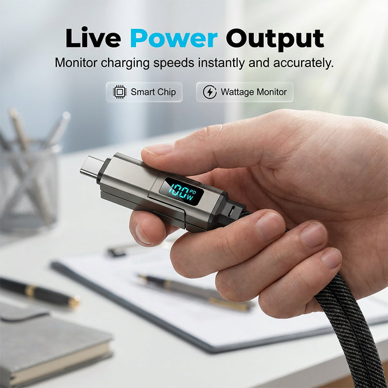 ⏳Limited-time 50% off⏰4-in-1 Digital Display Keychain Charging Cable🔋📱