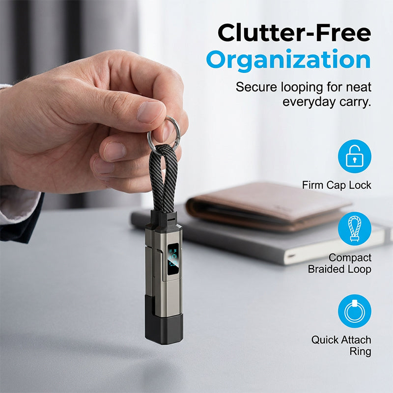 ⏳Limited-time 50% off⏰4-in-1 Digital Display Keychain Charging Cable🔋📱