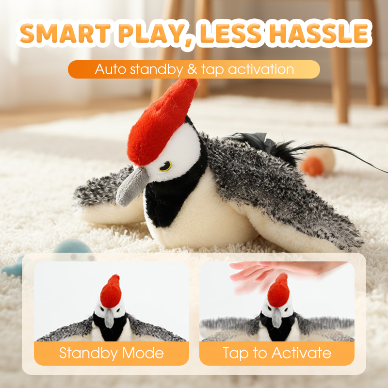 Electric Plush Cat Teaser Toy with Sounds